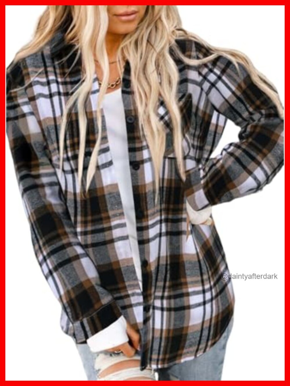 Buffalo Plaid Flannel Shirt Long Sleeve Button Down Roll Up Casual